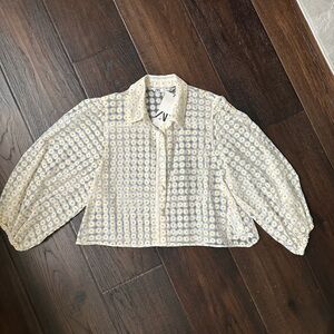 Floral Yellow and White Women's Blouse